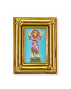 Gold Frame with Fleur de lis Corners and a Divino Nino Print-P65