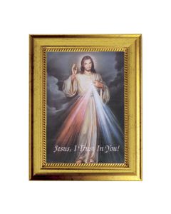 6 3/4" X 8 3/4" Gold Leaf Finish Frame with 5" X 7" Divine Mercy Textured Art