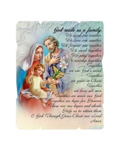 5 1/4" x 4 1/4 " Holy Family Small Vintage Wooden Plaque