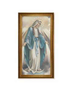 24" x 44" Antique Gold Leaf Beveled Frame with Carved Rope Trim -Our Lady of Grace Textured Art