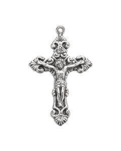 1 3/4"  Antiqued Silver Oxidized Ornate Crucifix