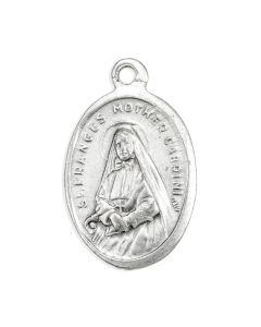 1" Oval Antiqued Silver Oxidized Mother Cabrini Medal