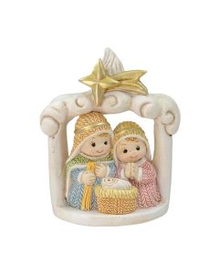 2 1/4" Resin Yarn Nativity Holy Family Statuette in Stable