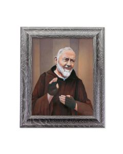 10 1/2" x 12 1/2" Grey Oak Finish Frame with an 8" x 10" Saint Pio Print