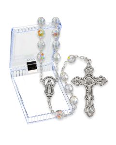 Crystal Glass Bead Rosary, Boxed