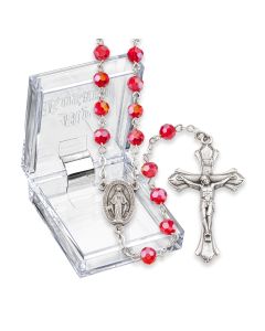 July Ruby Aurora Borealis Birthstone Rosary