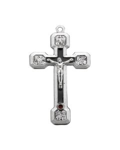 2 1/4" Silver Finished Evangelist Crucifix with Stations of the Cross on the Back