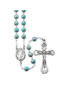 6mm Light Blue Lava Bead Rosary
