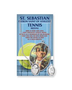 Oval Saint Sebastian Mens Tennis Medal on a 24" Chain