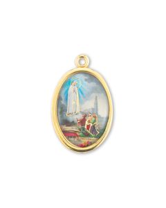 1" Our Lady of Fatima Gold Finish Picture Medal