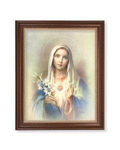 13 1/2" x 16 9/16" Walnut Finished Frame with 11" x 14" Immaculate Heart of Mary Textured Art