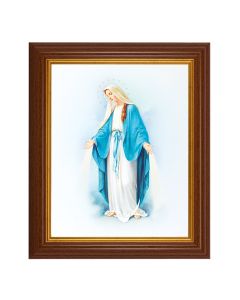 10 1/2" x 12 1/2" Walnut Finish Beveled Frame with 8" x 10" Our Lady of Grace Textured Art