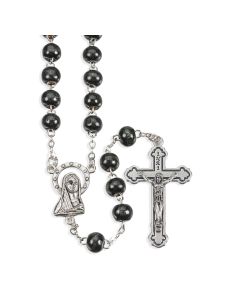 6mm Round Black Wood Bead Rosary