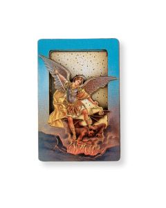 Saint Michael Magnetic Standing Wooden Plaque