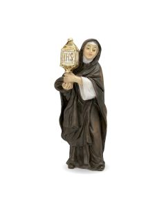 4" Cold Cast Resin Hand Painted Statue of Saint Clare in a Deluxe Window Box-P65