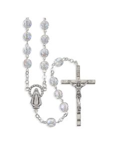 Clear Crystal Aurora Borealis Bead Rosary