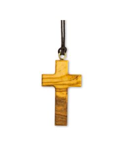 1 7/8" Olive Wood Cross on a 27" Brown Cord