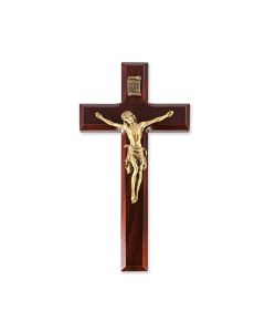 7" Dark Cherry Cross with Museum Gold Tone Corpus