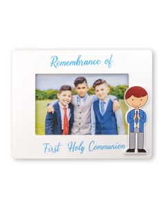 6 X 4 First Holy Communion Wood Photo Frame with MDF Boy Applique