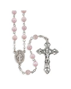 Pink Cat's Eye Bead Rosary