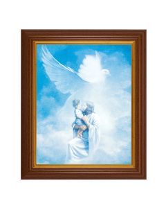 10 1/2" x 12 1/2" Walnut Finish Beveled Frame with 8" x 10" Christ Welcoming Child Textured Art