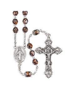 Copper Metallic Glass Fire Polished Bead Rosary