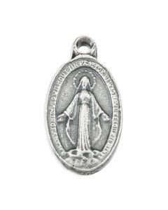 9/16" Miraculous Medal in Antiqued Silver Finish