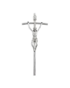 8" Hand Polished Genuine Fine Pewter Papal Crucifix 