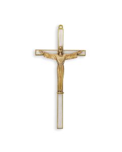 7" Pearlized Gold Finish Cross with a Gold Finish Risen Christ Corpus-P65