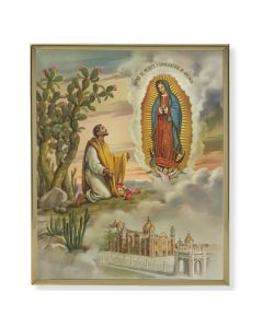 8" x 10" Gold Plaque Frame with an Our Lady of Guadalupe with Juan Diego Print