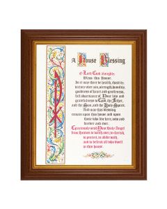 10 1/2" x 12 1/2" Walnut Finish Beveled Frame with 8" x 10" House Blessing Textured Art