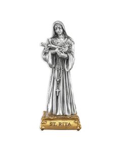 4 1/2" Pewter Saint Rita of Cascia Statue, Gift Boxed