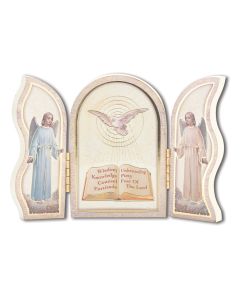 Confirmation Holy Spirit Standing Natural Wood Triptych