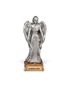 4 1/2" Pewter Saint Guardian Angel Statue, Gift Boxed-P65