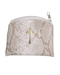 Beige Reptile Patterned Rosary Pouch