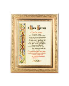 8 1/4" x 10 1/4" Gold Ornate Frame with a 6" x 8" House Blessing Print
