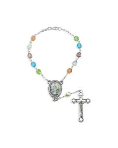6mm Our Lady of the Highway Multicolored Crystal Bead Auto Rosary