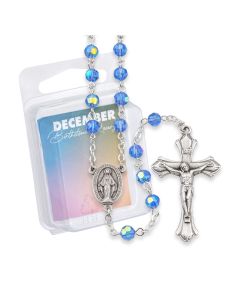 6mm December Zircon Glass Aurora Borealis Birthstone Rosary