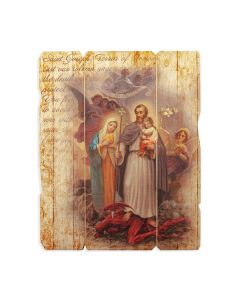 7 1/2" x 9" Saint Joseph Terror of Demons Vintage Wood Plaque