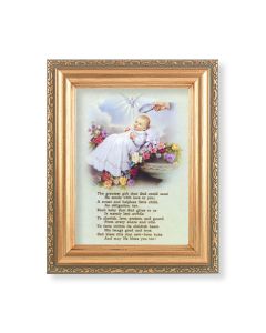 5.5" x 7" Antique Gold Frame with a Baby Baptism Print