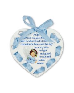 2 1/2" x 2 5/8" Acrylic Heart Plaque with Ribbon Edges- Blue