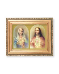 5.5" x 7" Antique Gold Frame with a Sacred Hearts Print
