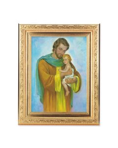 8 1/4" x 10 1/4" Gold Ornate Frame with a 6" x 8" Saint Joseph Print