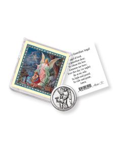Guardian Angel Pocket Coin with a Holy Card in a Clear Pouch-P65