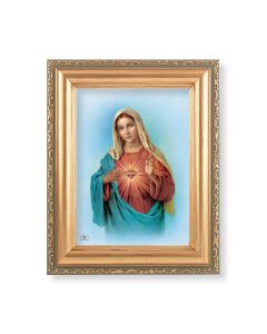 5.5" x 7" Antique Gold Frame with an Immaculate Heart of Mary Print