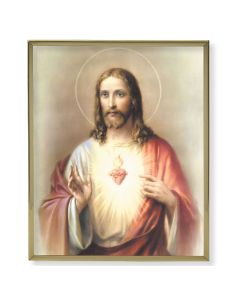 8" x 10" Gold Plaque Frame with a Sacred Heart Jesus Print