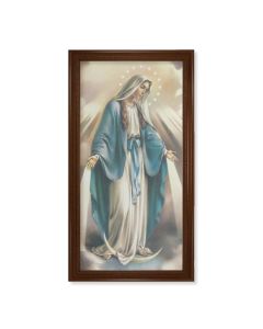 24" x 44" Walnut Finished Beveled Frame with a Our Lady of Grace Canvas