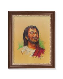 13 1/2" x 16 9/16" Walnut Finished Frame with 11" x 14" Segura: Laughing Jesus Textured Art