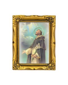 3" x 2" Antique Gold Frame with Saint Dominic Print-P65