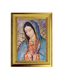 6 3/4" X 8 3/4" Gold Leaf Finish Frame with 5" X 7" Our Lady of Guadalupe Textured Art